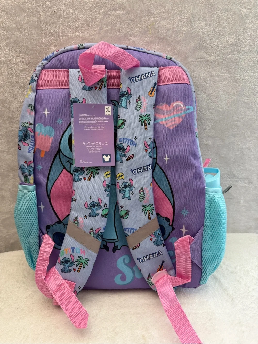 Disney Stitch & Angel 5 Piece Backpack Set Lunch Bag Bottle Headphones